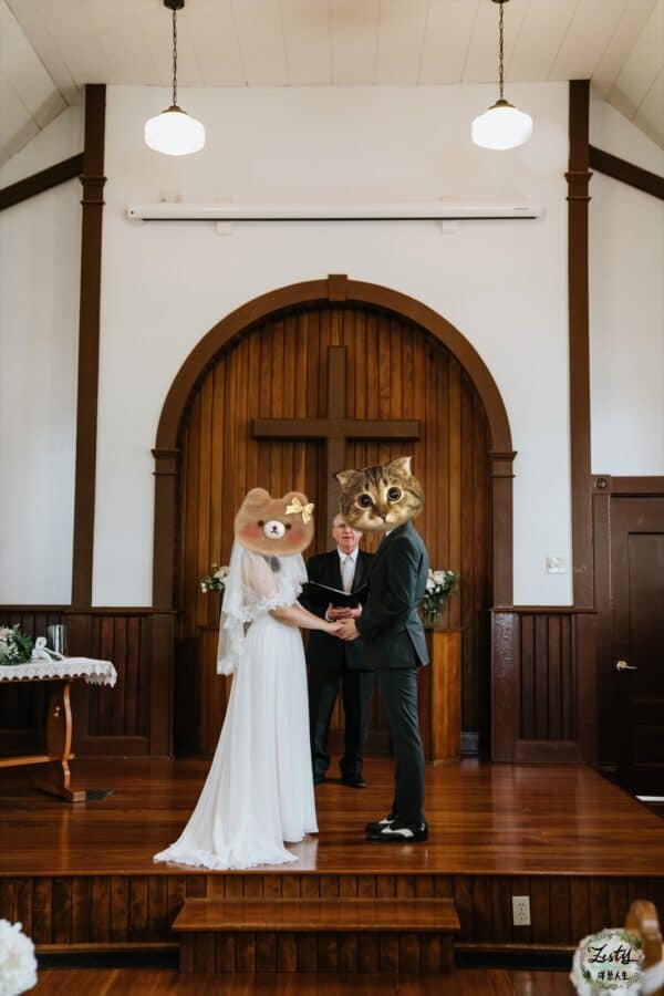 our wedding photo in the chapel